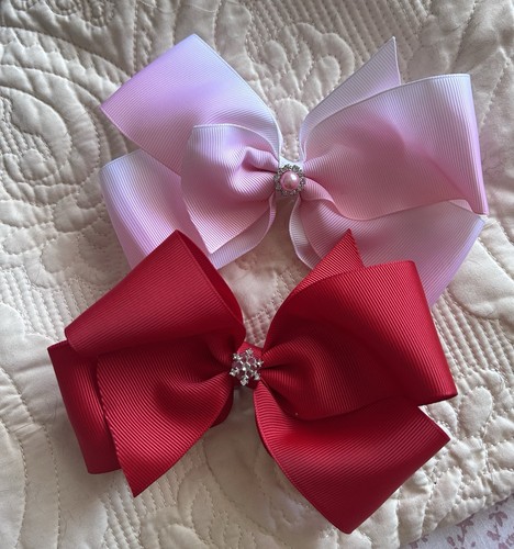 Bow hair clips - 2, pink