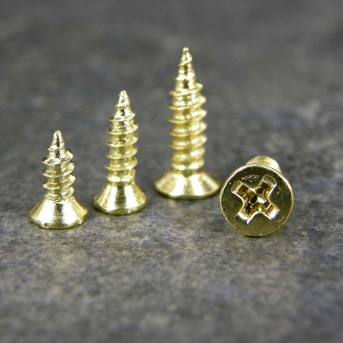 Brass plated pozi head screws - brass,