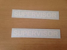 Supervisor Hard Hat Helmet Vinyl Stickers Decals x2 @ 100 x 11mm White VAT Inc