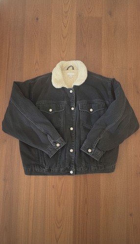 Topshop black denim - black, sherpa