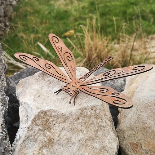 Rust colored metal dragonfly - colored,