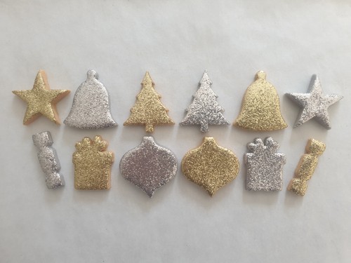 Glittery christmas toppers - 12,