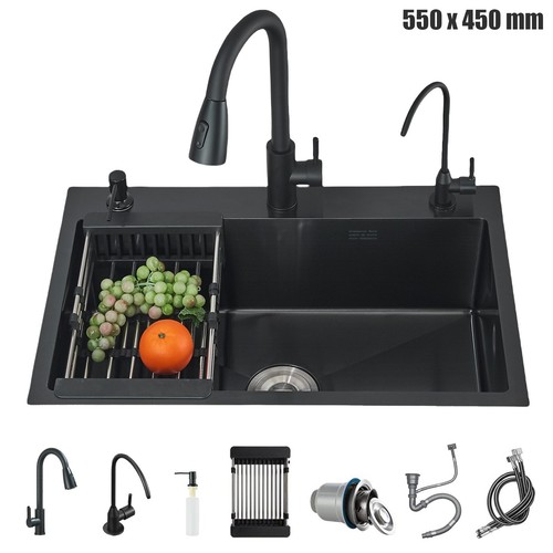 Black kitchen sink single - sink,