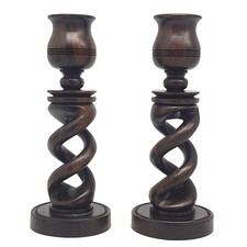 Pair Vintage Wooden Barley