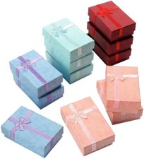 12x Pastel Jewellery Earrings Necklace Gift Boxes Padded Insert & Bow Free P&P