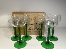 X6 Luminarc J.G Durand & Cie Verres a Vin du Rhin Green Stem Wine Glasses France