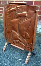 Victorian antique Arts Crafts Newlyn style copper galleon spark guard firescreen