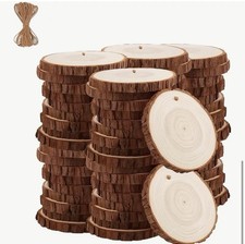 20pcs Small Wood Slices with Holes Natural Bark Discs DIY Craft Wedding Decor