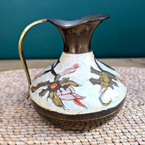 Decorative vintage brass jug - vintage,