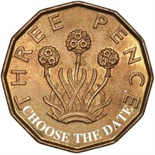 Threepence Brass 3D  Coin Queen Elizabeth II England CHOOSE YOUR DATE 1932-1967
