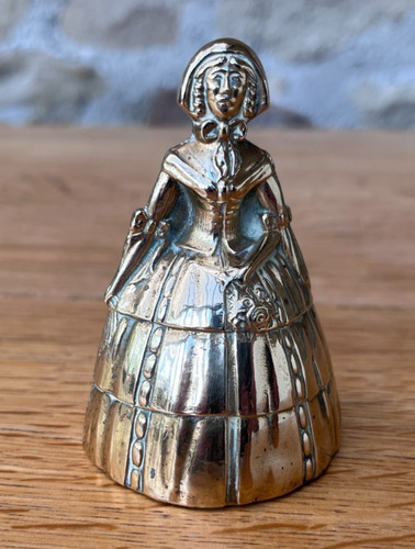 Vintage brass hand bell lady - brass,