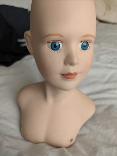 Porcelain doll head - porcelain,