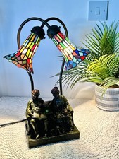 Vintage Widdop Bingham lamp with tiffany style lily lampshades