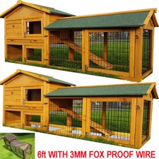 RABBIT HUTCH GUINEA PIG HUTCHES RUN LARGE 2 TIER DOUBLE DECKER CAGE