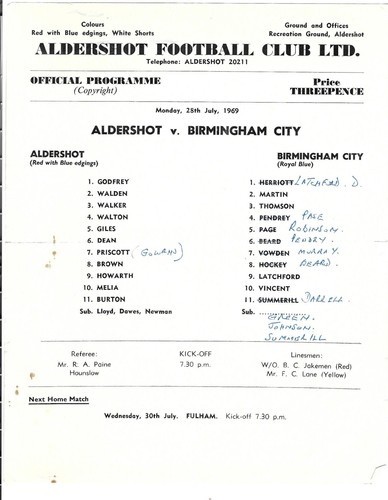 Aldershot birmingham city - v,