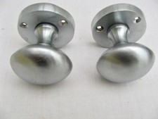 Silver door knobs handles.  Brushed silver   52 mm wide   Mortice  New  Boxed