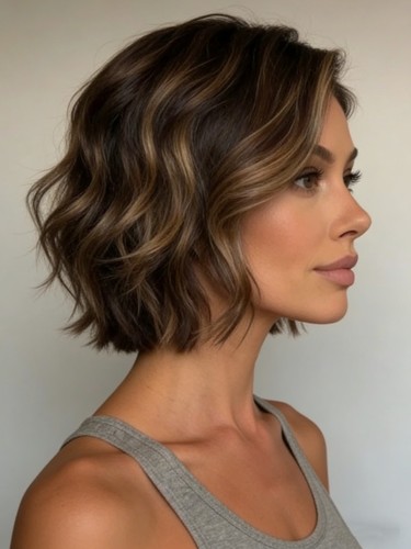 Short bob wavy ash brown - bob,