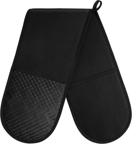 Black double oven gloves - oven,