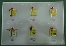 6 Commemorative Summer & Winter Olympic Games Badges/Pins 1936-1960