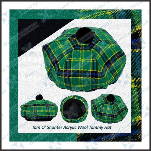 Green tartan tam - green,