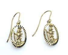 St. Christopher Earrings 9ct Yellow Gold St Christopher Drop Earrings Solid Gold