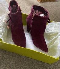 Ted Baker Ladies Suede Burgundy Ankle Boots Size 5 Brand New In Box with Tag 