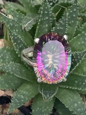 Beautiful Chunky Mystic Topaz And Sterling Silver Ring