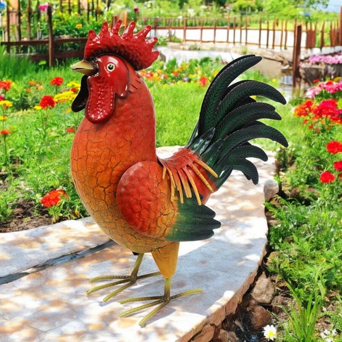 Large metal red cockerel - metal,