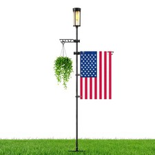 Garden Flag Stand with Solar Light for Outside 12 x 18 Inch Flags, Heavy Duty...