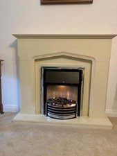 stone fireplace surround (fire