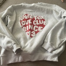 White Fox Grey Jumper Women Medium Size 10-12