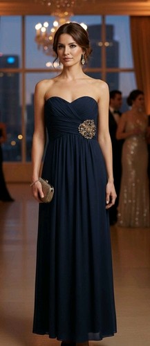 Evening gown maxi navy blue - evening,
