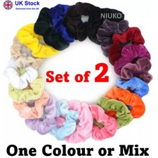 2pcs Set Velvet Scrunchies Hair Bands Bobbles Elastic Girls Women Ponytail Pack
