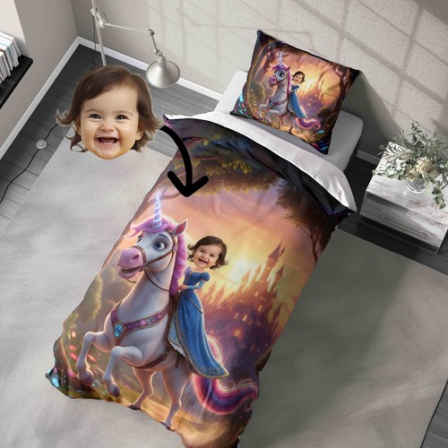 Unicorn kids cute duvet cover - unicorn,