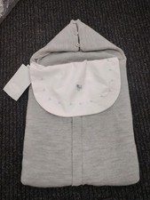 Spanish Rosy Fuentes Carrycot Knitted Cosy Toes Grey With Baby Blue Detail 