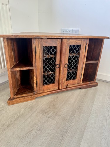 Indian wood corner unit - wood, tv