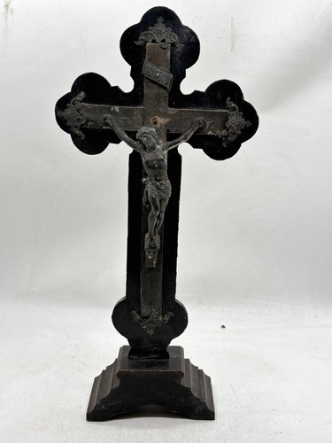 Vintage brass crucifix - brass, on