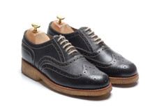 GRENSON Navy Blue Grain Crepe