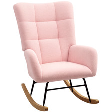 HOMCOM Rocking Chair, Modern Armchair with Backrest for Bedroom, Light Pink