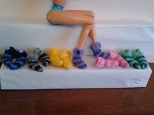 HAND KNITTED BARBIE/SINDY DOLL SOCKS / SLIPPERS./LINGERIE SET.