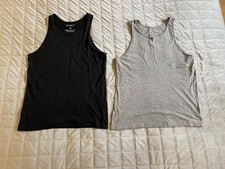 2 Men’s Vest Tops Primark XS 1 x Black 1 x Grey Summer Vest Top Gym Vest 
