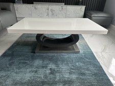 Modern White & Grey Gloss And Glass Coffee Table And Side (lamp) Table