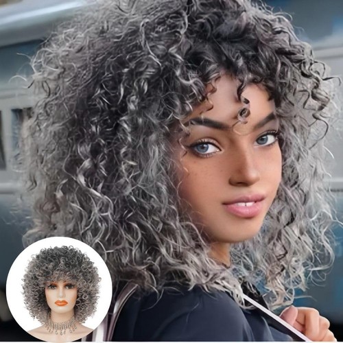 Grey short curly - curly, for