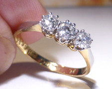 18ct Gold Diamond Ring 0.45ct Trilogy UK Hallmark Size L Boxed