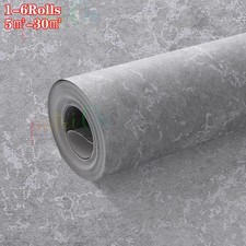 Concrete Industrial Shimmer Textured Embossed Metallic Plain Thick Wallpaper 6X