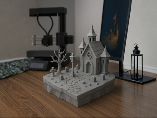 Haunted cemetery diorama - cemetery,