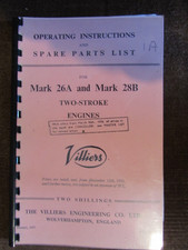 Villiers 'MARK 28 B' Stationary Engine Operating Parts Manual Book