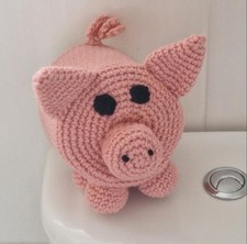 Handmade Crochet Pig Toilet