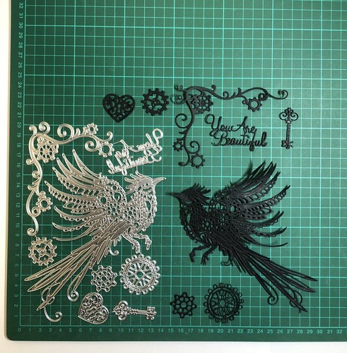 Large 8pcs steampunk bird - large,
