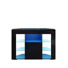 Corner TV Unit Cabinet Stand With LED Light White / Black High Gloss Door 100 cm